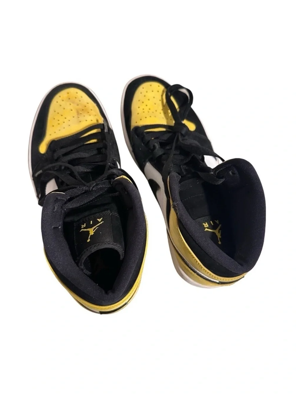 Air Jordan 1 Mid SE Yellow Toe Black Sneakers Retro Special Edition- Size US 8.5